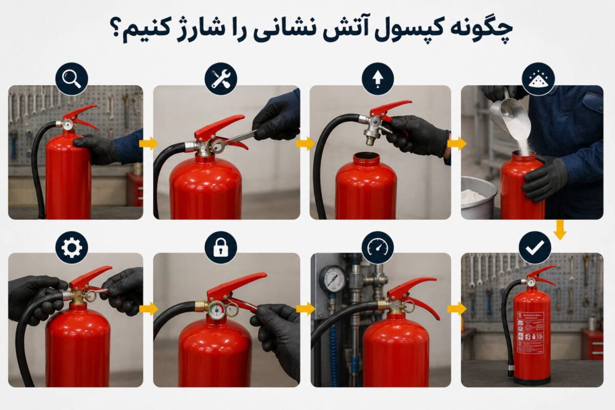 چگونه کپسول آتش نشانی را شارژ کنیم؟