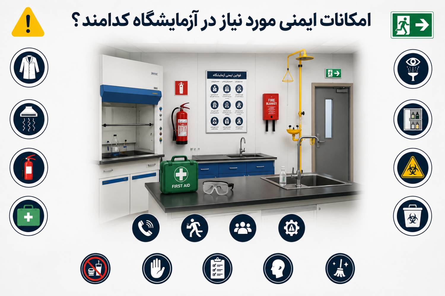 امکانات ایمنی مورد نیاز در آزمایشگاه کدامند؟